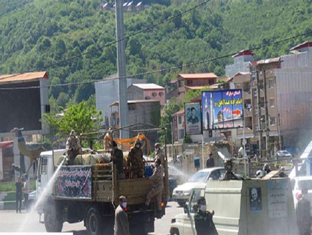 رزمایش دفاع بیولوژیک سپاه علیه کرونا در شهر زیراب سوادکوه