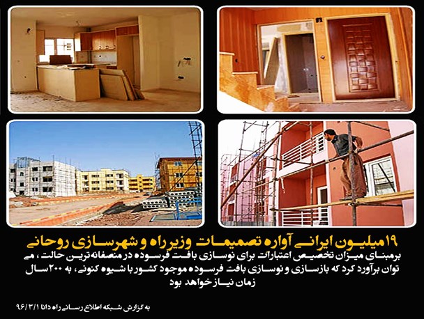 عکس نوشته/۱۹ میلیون ایرانی آوارهِ تصمیمات وزیر راه و شهرسازی روحانی