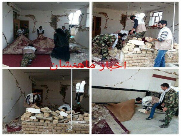 حضور جهادگران ماهنشانی در مناطق زلزله زده کرمانشاه+تصاویر