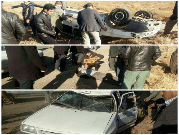 انحراف به چپ خودروی پراید در شهر جنگل رشتخوار حادثه آفرید+ تصاویر