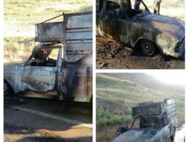 نشت بنزین، خودروی وانت در روستای رستم آباد را طعمه حریق کرد