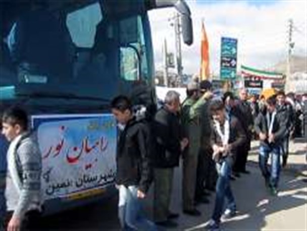 کاروان راهیان نور دانش آموزان اهل تسنن عنبران عازم جنوب کشور شد
