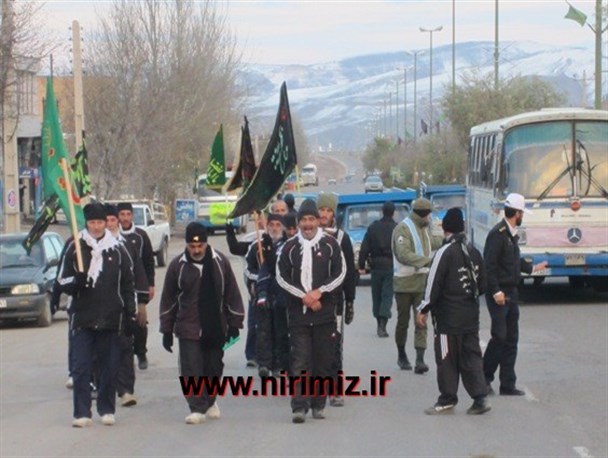 استقبال مردم نیر از زائران پیاده کربلای معلی+تصاویر
