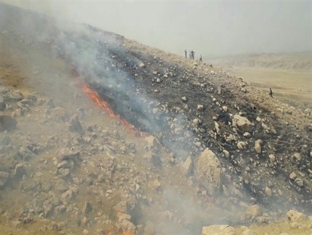 ۲۵ هکتار از مراتع روستای پتک جلالی باغملک به صورت عمدی در آتش سوخت +عکس