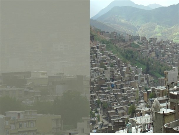 دورنمایی از ورود ریزگردها در صبح و عصر به روایت تصویر