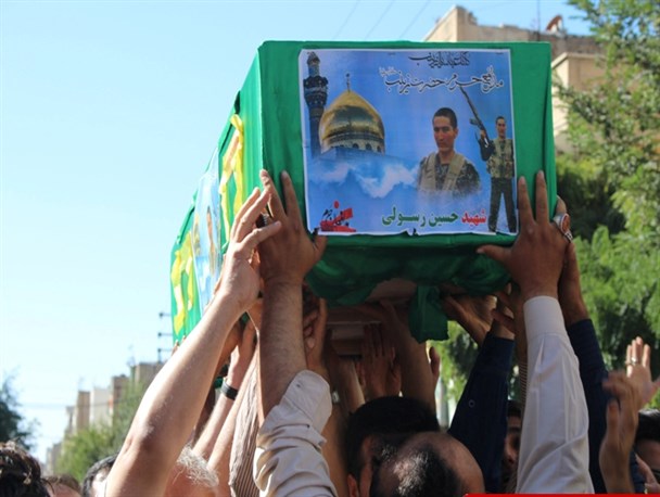 پیکر شهید مدافع حرم حسین رسولی در ملارد تشییع شد + عکس و فیلم
