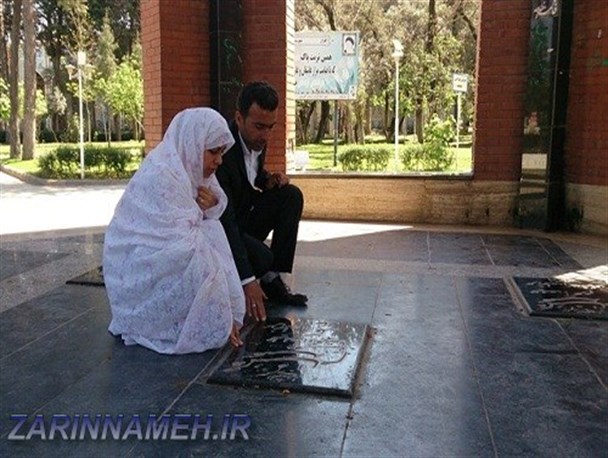 میثاق عروس و داماد علی آبادی با شهدای گمنام+ تصاویر