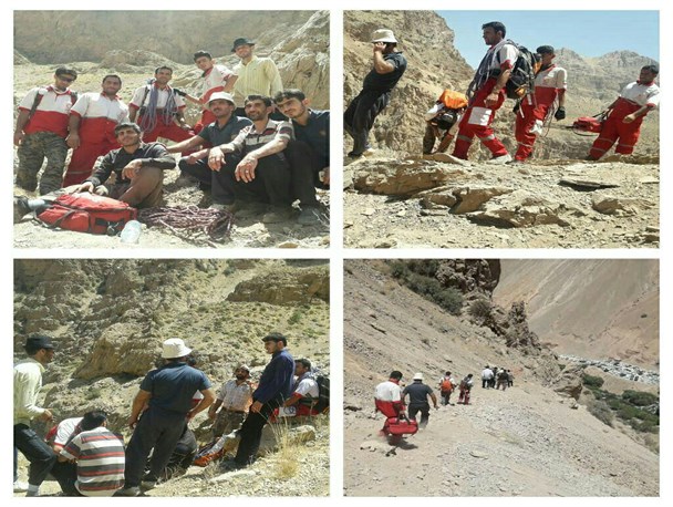 نجات جوان گرفتار شده در کوه های اطراف باغ رستم