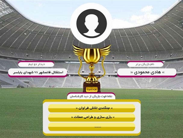 بهترین بازیکن دیدار استقلال قائمشهر و شهدای بابلسر انتخاب شد +گرافیک