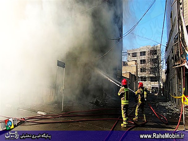 مهار آتش سوزی گسترده در کارگاه مبل‌سازی عباس آباد شهریار + تصاویر