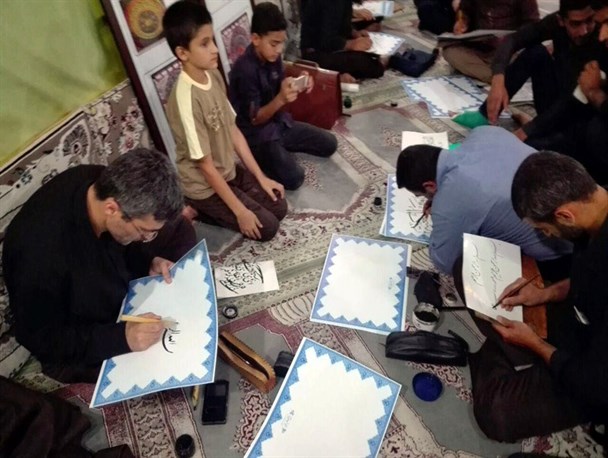 کتابت هنرمندان خوشنویس محمودآباد در وصف امام علی(ع)