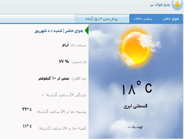 هوای نیر خنک شد