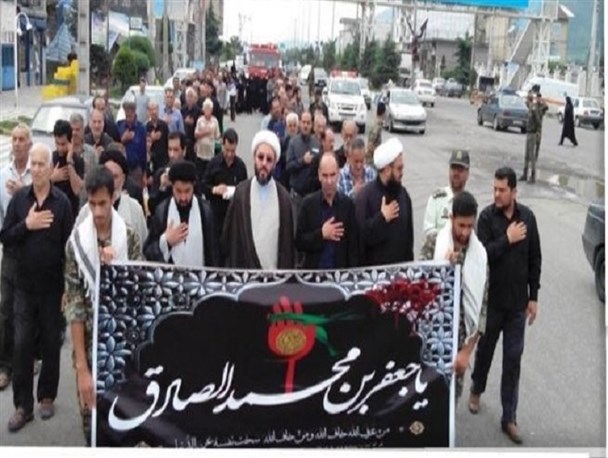 برگزاری دسته عزاداری شهادت امام جعفر صادق در حویق تالش / تصاویر