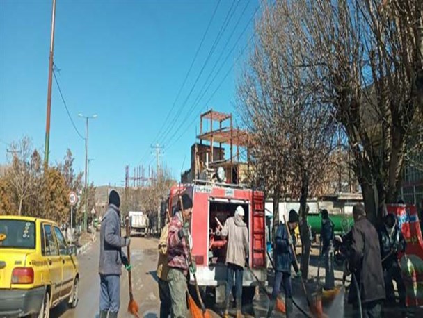 عملیات پاکسازی و شستشوی شهر نورآباد آغاز شد+تصاویر