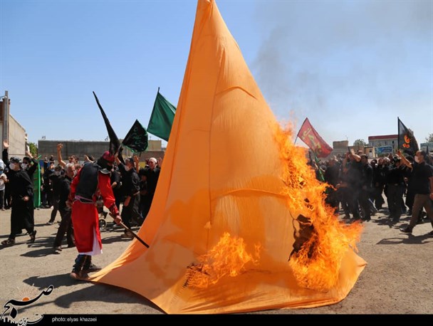 برپایی آئین خیمه‌سوزان در قزوین