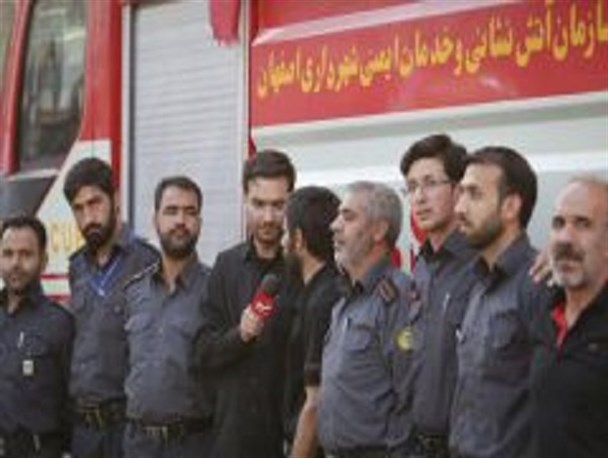 بازدید ایمنی موکب‌های مسیر پیاده‌روی اربعین در عراق توسط آتش‌نشانان زبده اصفهانی