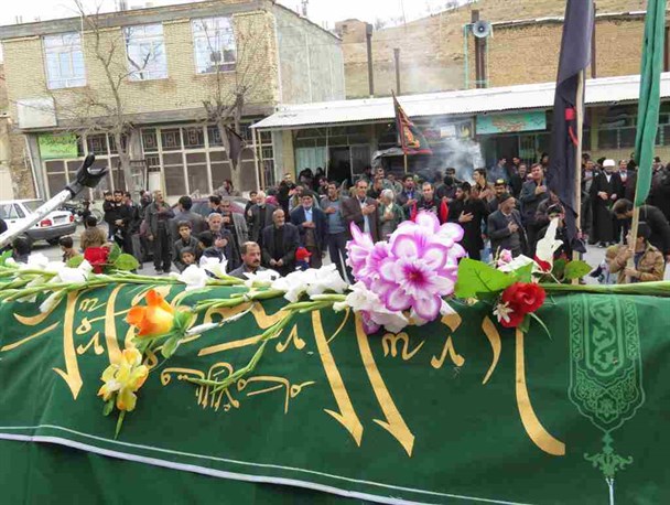 گلباران و تشییع نمادین تابوت امام رضا(ع)+تصاویر