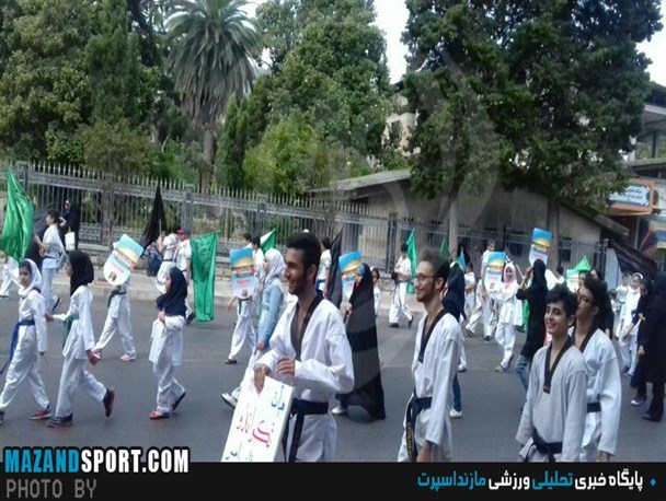 حضور سازمان یافته و پرشور رزمی کاران در راهپیمایی روز قدس در غرب مازندران+تصاویر