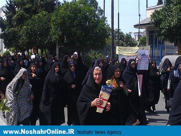 لحظه به لحظه راهپیمایی نمازگزاران نوشهری در اعتراض به جنایات رژیم کودک کش اسرائیل