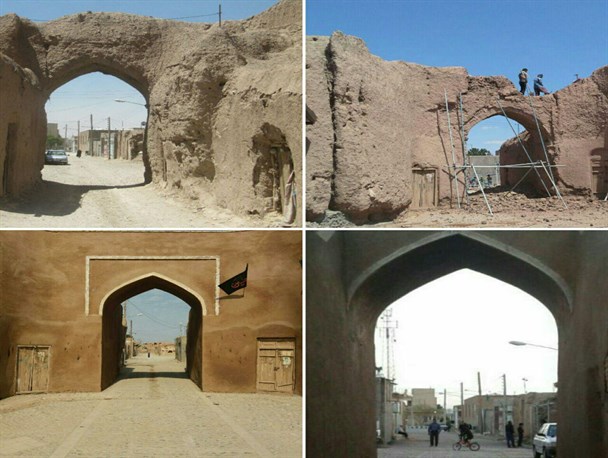 اتمام باسازی ورودی ارگ تاریخی روستای سنگان رشتخوار