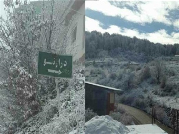 بارش برف در بلندترین قله استان گلستان+عکس