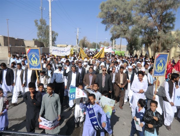 برگزاری حماسه باشکوه راهپیمایی 13آبان در میرجاوه از نگاه دوربین