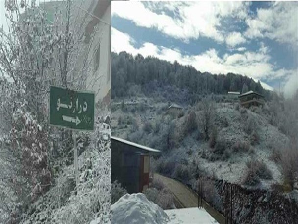 بارش برف در بلندترین قله استان گلستان+عکس