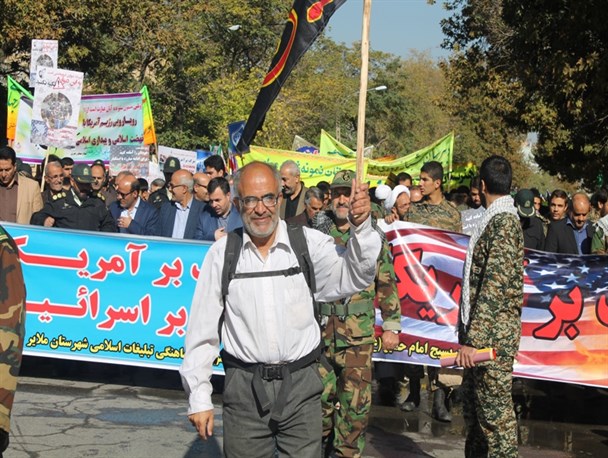 زائر قمی پیاده روی اربعین؛مهمان ویژه راهپیمایی 13 آبان ملایر+تصاویر