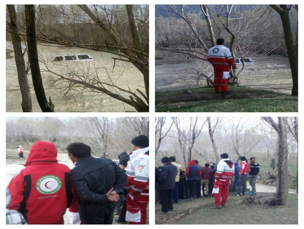 خودرو گرفتار شده در طغیان رودخانه روستای بیژگرد نجات یافت