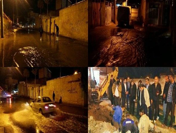 لوله اصلی انتقال آب شرب پارس آباد ترکید + فیلم