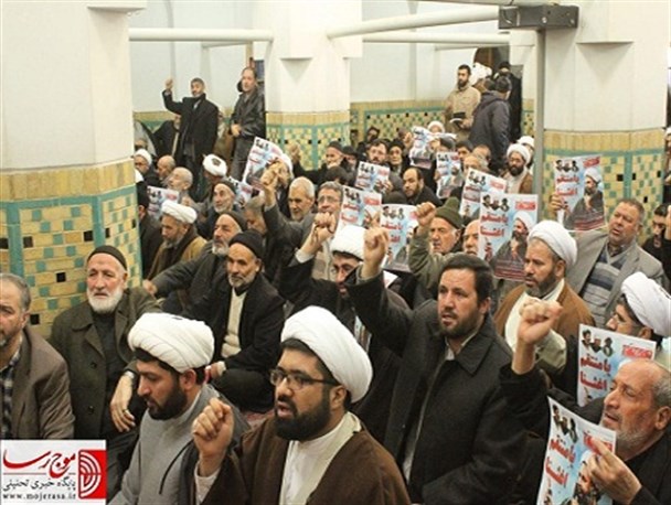 طلاب زنجانی در اعتراض به شهادت شیخ نمر تجمع کردند+ تصاویر