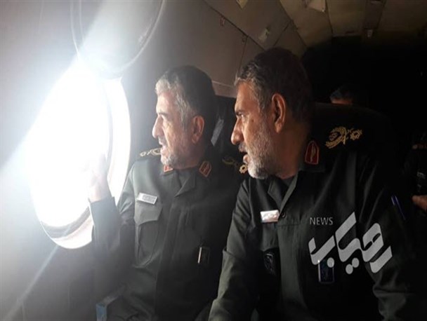 بازدید هوایی فرمانده کل سپاه از مناطق سیل زده خوزستان