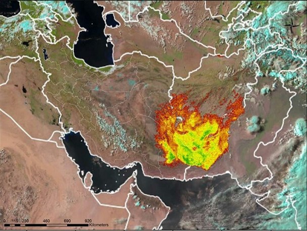 نفوذ غبار سیستان به 500 هزار کیلومتر مربع از مساحت غرب آسیا
