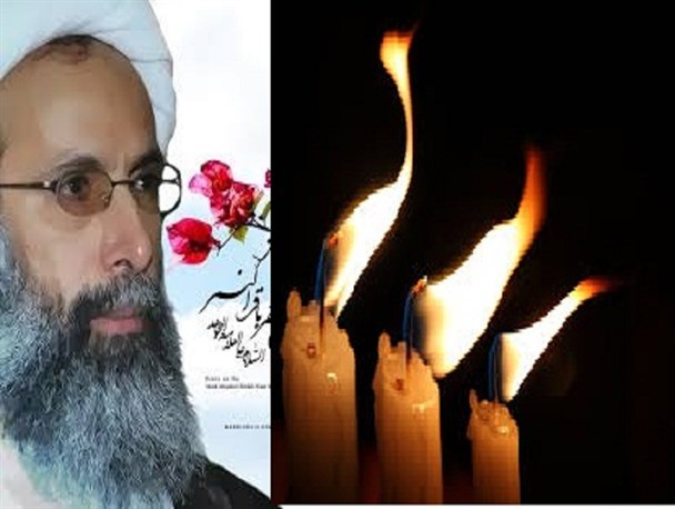 روشن کردن ۷ هزار و یک شمع به یاد شهید شیخ نمر در زاهدان