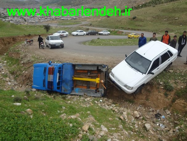 کوری عصا کش کور دگر شد/واژگونی خودروی امداد و یدک در لنده