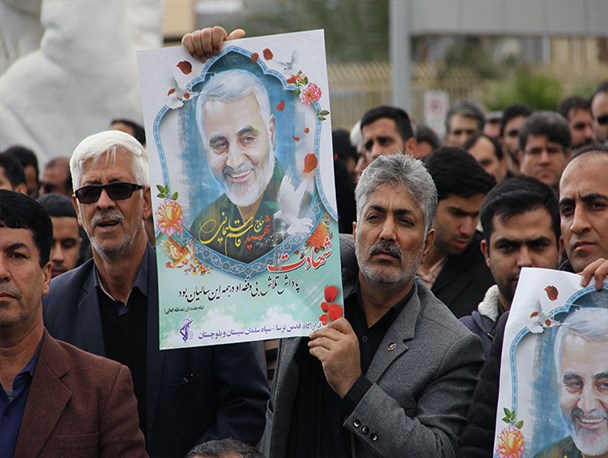 تجدید بیعت با رهبری و پاسداشت خون شهید سلیمانی در زاهدان