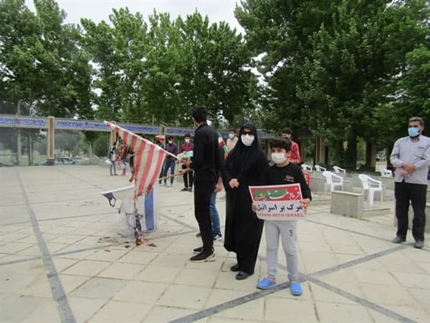 مردم همدان پرچم رژیم صهیونیستی را به آتش کشیدند+تصاویر