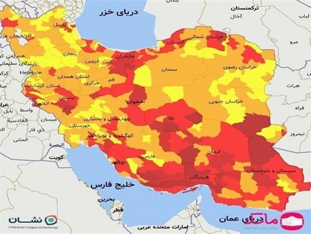 تعداد مبتلایان به ویروس دلتا افزایش یافت/ افزایش شهرستانهای قرمز کرونا به ۱۴۳+ نقشه