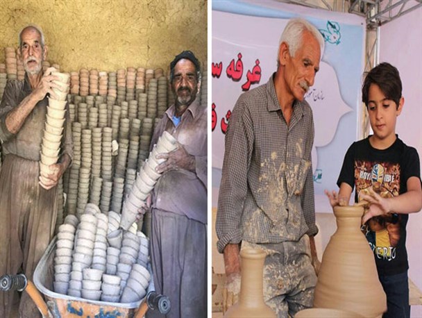 پویایی اقتصاد«فرسفج» با احیای صنعت سفالگری/اینجا بادستانی گلی، درآمدزایی می کنند+تصاویر