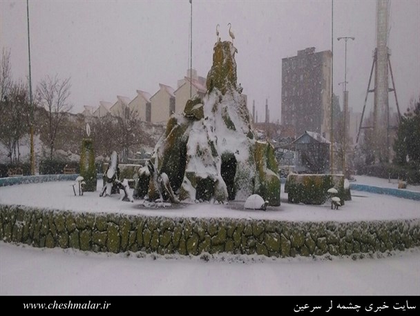 بارش اولین برف زمستانی در سرعین +تصاویر