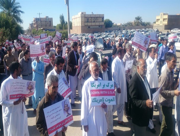 گزارش تصویری/راهپیمایی نمازگزاران ایرانشهری در محکومیت اعدام شیخ نمر
