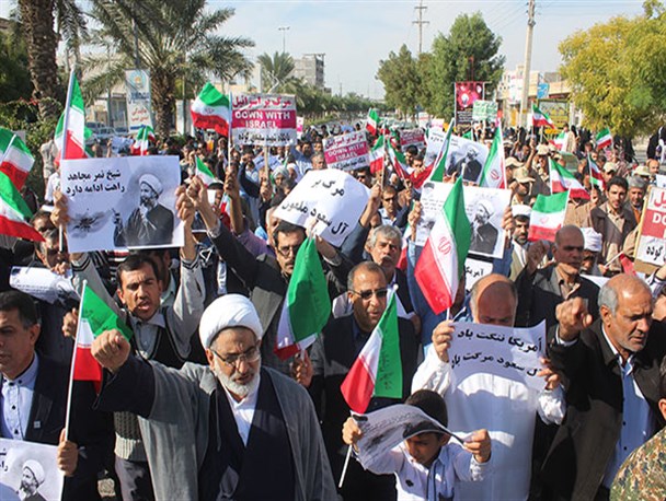 راهپیمایی نمازگزاران کنگانی در محکومیت اعدام شیخ نمر+ تصاویر