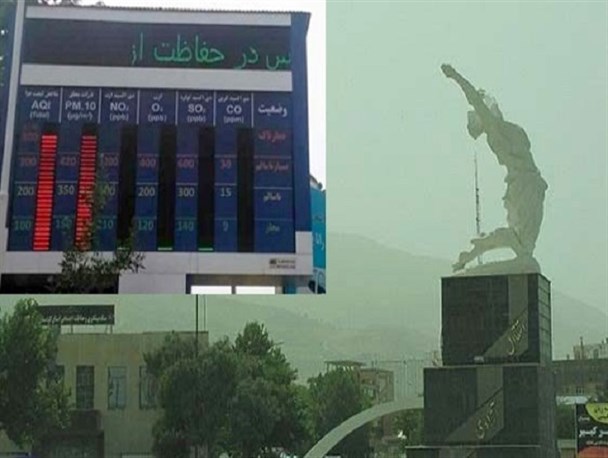 هجوم ریزگردها به آسمان سنندج/هوای سنندج در وضعیت ناسالم قرار گرفت