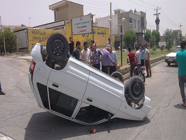 عکس/ واژگونی "پراید" در گچساران
