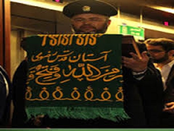 اهتزاز پرچم گنبد امام رضا(ع) در مشکین دشت