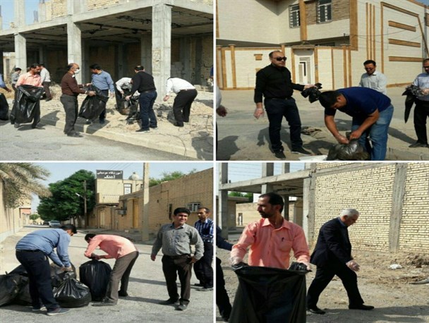 اقدامی کم سابقه در کشور / فرماندار بهبهان مدیران ادارات را موظف به تنظیف شهر کرد + عکس