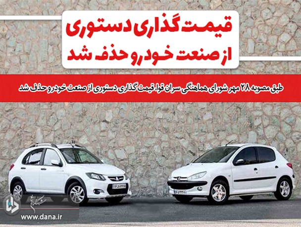 قیمت‌گذاری دستوری از صنعت خودرو حذف شد