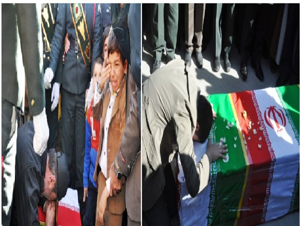 گریه کودکان شهید بر سر تابوت پدر/پیکر مطهر شهید علی حسن بخردان در یاسوج تشییع شد +تصاویر