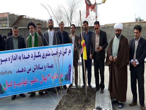 حجت الاسلام فاضلیان: کاشت نهال با نام علم، تهذیب، کمال در مدرسه علمیه الزهرا(س) فامنین