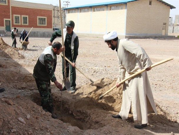 کاشت 550 نهال مثمر و غیر مثمر به همت بسیج سازندگی سپاه قاین